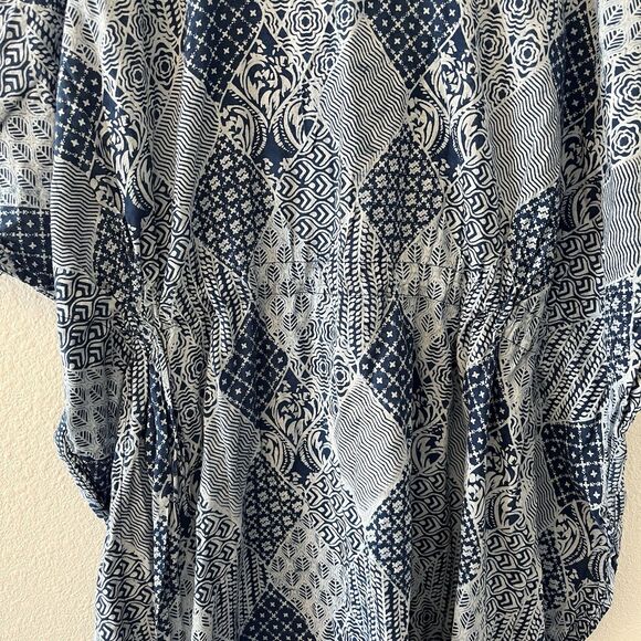 World Market Women’s Kaftan One Size Dress Cover-Up Blue Patchwork Prink Boho - Picture 10 of 13